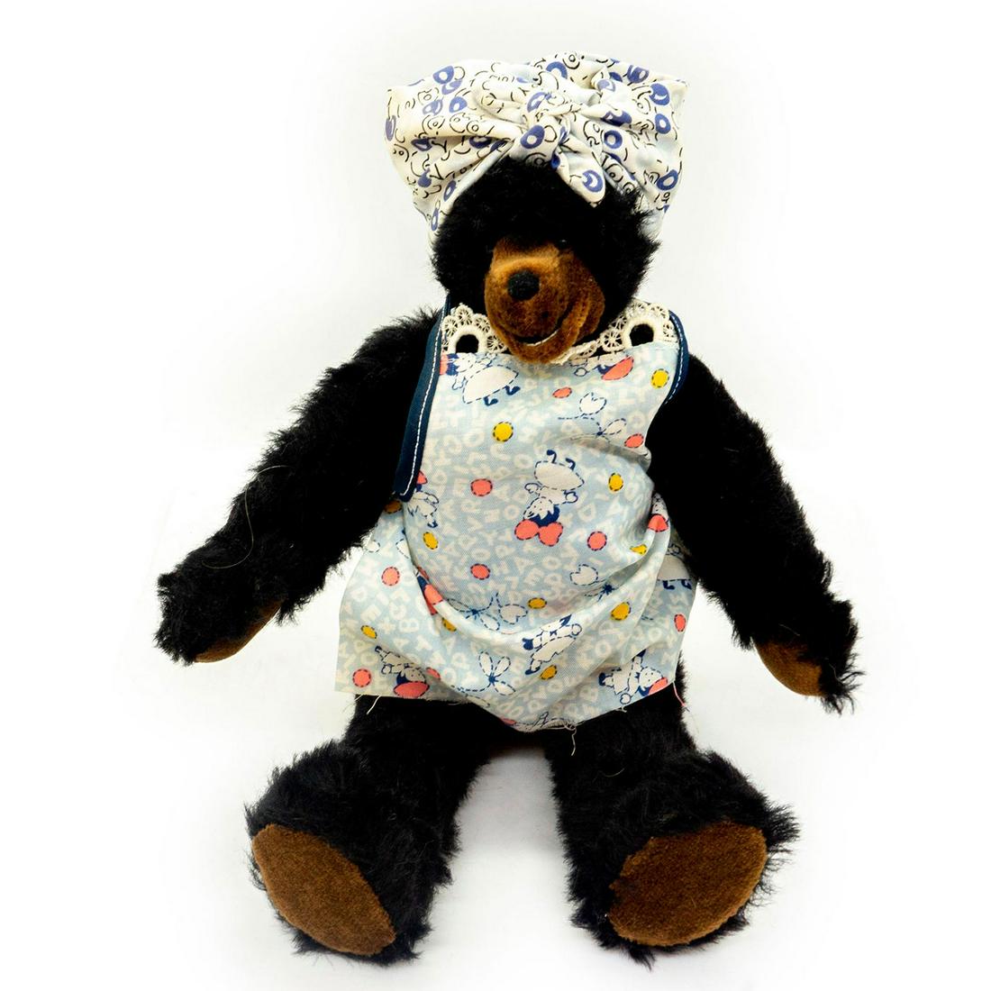 Barbara Golden, Handmade Black Teddy Bear with Apron (1 of 2)