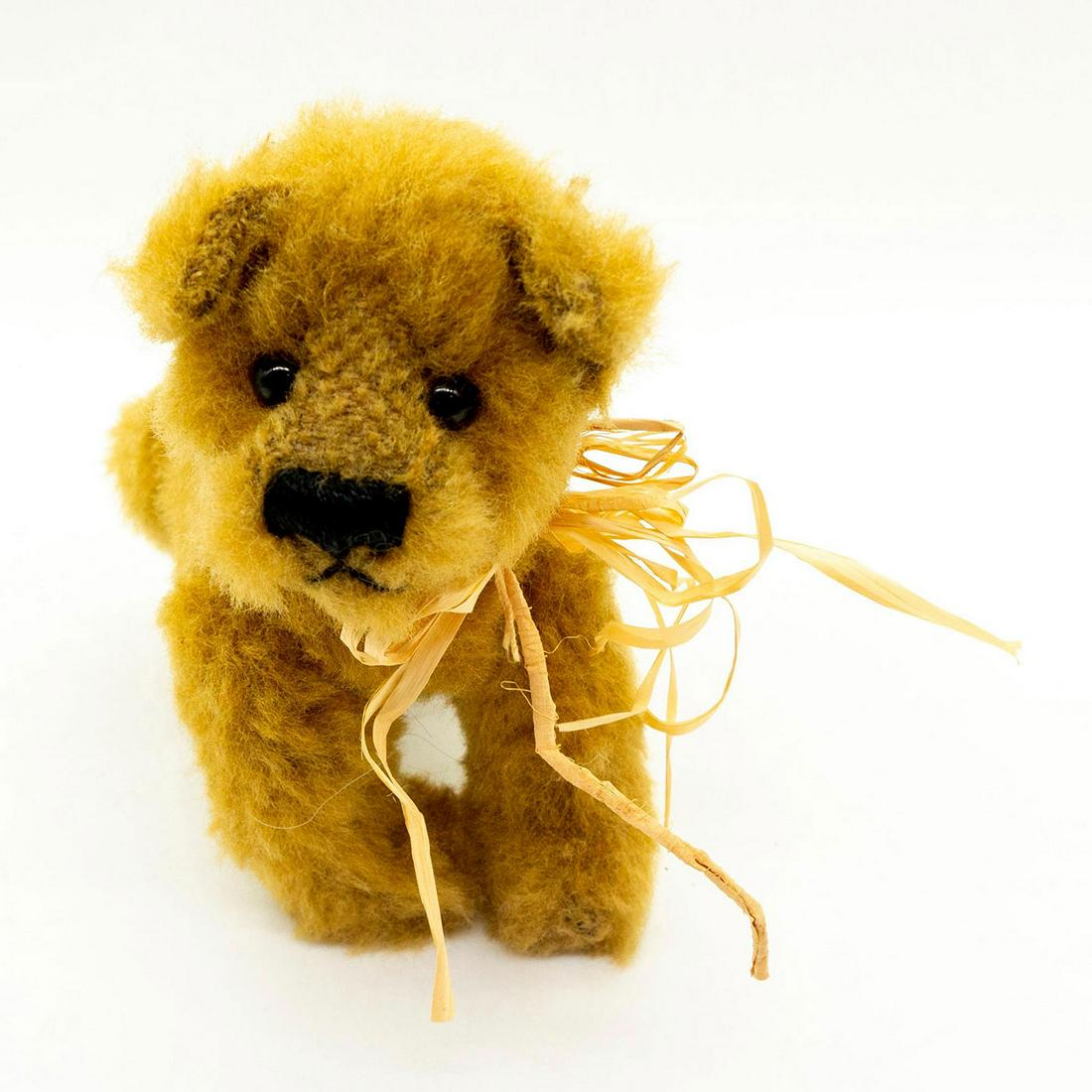 Gund Vintage Collectable Plush Dog, JT 82012: Simulated mohair, fully jointed, French embroidery thread. Straw ribbon tied to neck. With original tag. Age related wear. #dog #plush #stuffedanimal Artist: Rosalie Frischmann Issued: 2000 Dimensions