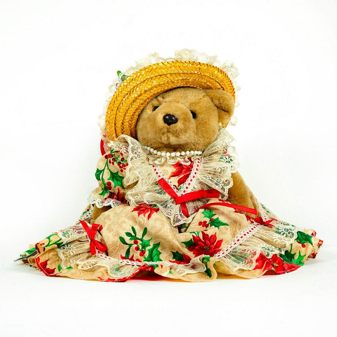 Vintage Teddy Bear, Bearly People, Poinsettia & Lace (1 of 3)