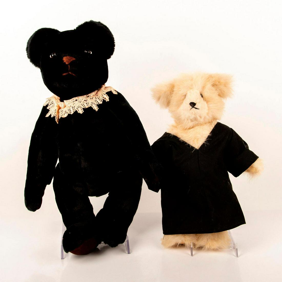 2pc Black and White Handmade Teddy Bears (1 of 4)