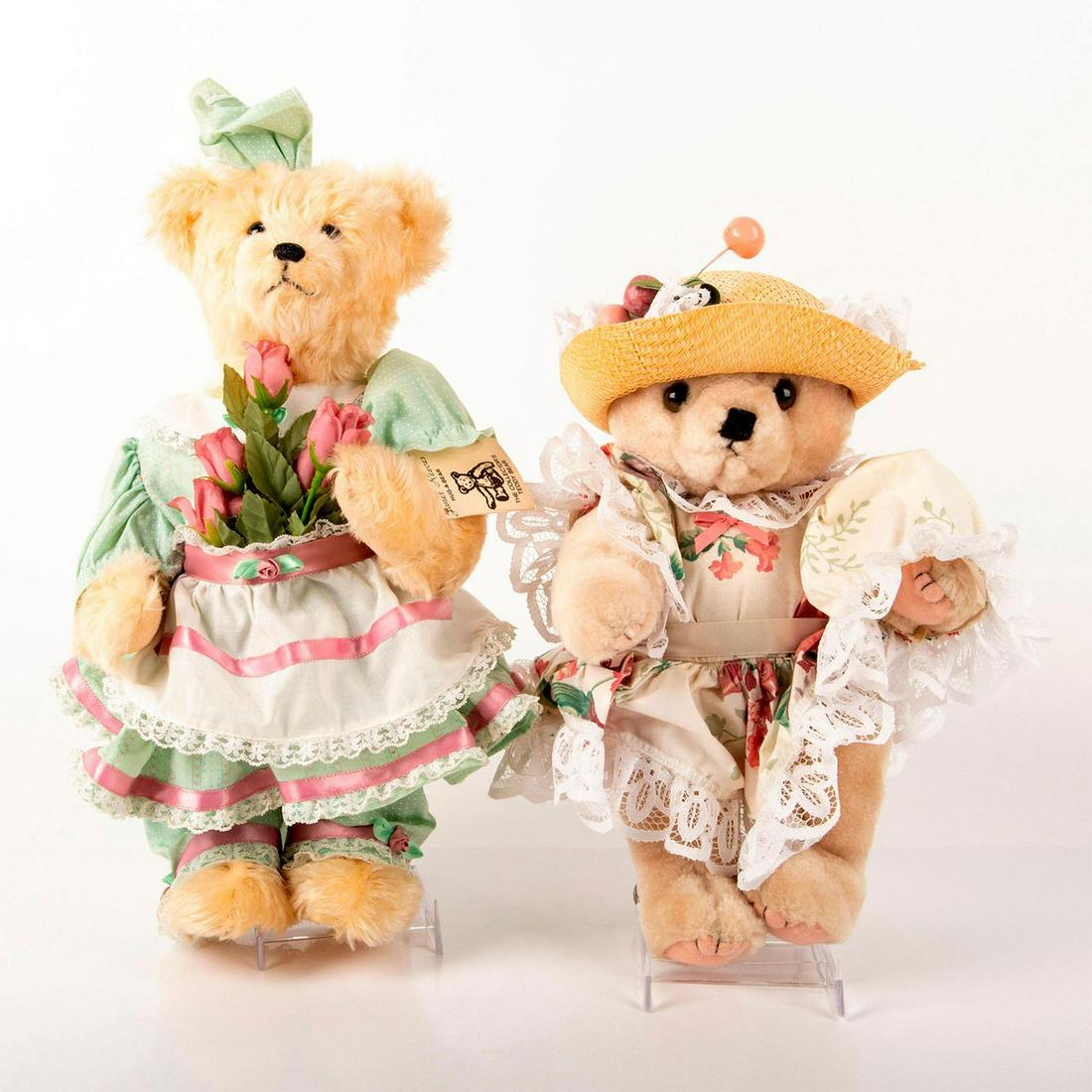 2pc White and Mint Green Dress Flower Teddy Bears (1 of 3)