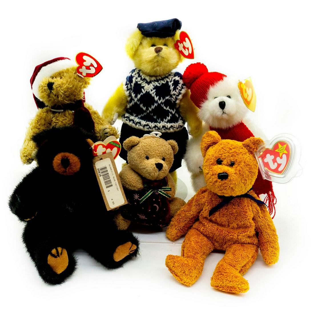 6pc Beanie Babies, Classic and Winter Teddy Bears (1 of 6)