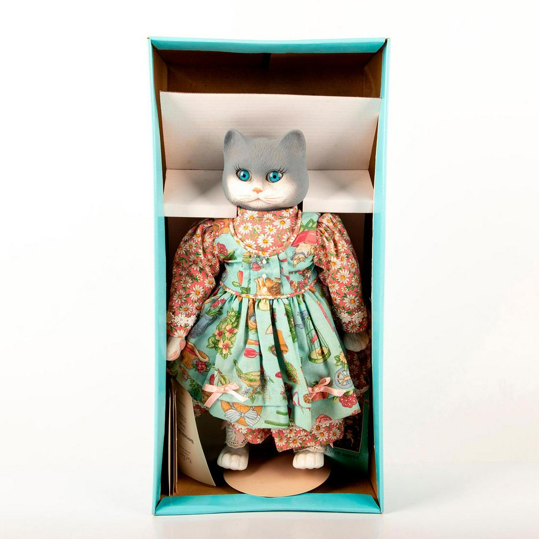 Goebel Bette Ball Doll, Honeysuckle: Cat Tales Collection. Collectors doll modelled as a porcelain cat. Limited edition of 43 of 500. Housed in original box; includes doll stand. Untested. Minor wear to box. Issued: 1996 Dimensions: 14"H