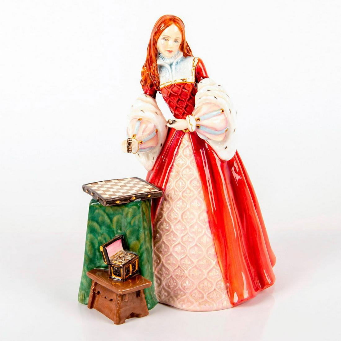 Princess Elizabeth HN3682 - Royal Doulton Figurine: Tudor Roses series. Limited edition 415 of 5000. Doulton backstamp. Artist: Pauline Parsons Issued: 1996; Ltd. 5,000 Dimensions: 8.5"H Manufacturer: Royal Doulton Country of Origin: England