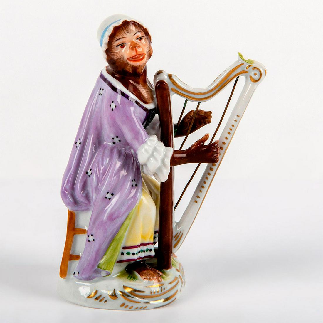 Vintage Volkstedt Monkey Band Figurine, Harpist (1 of 3)