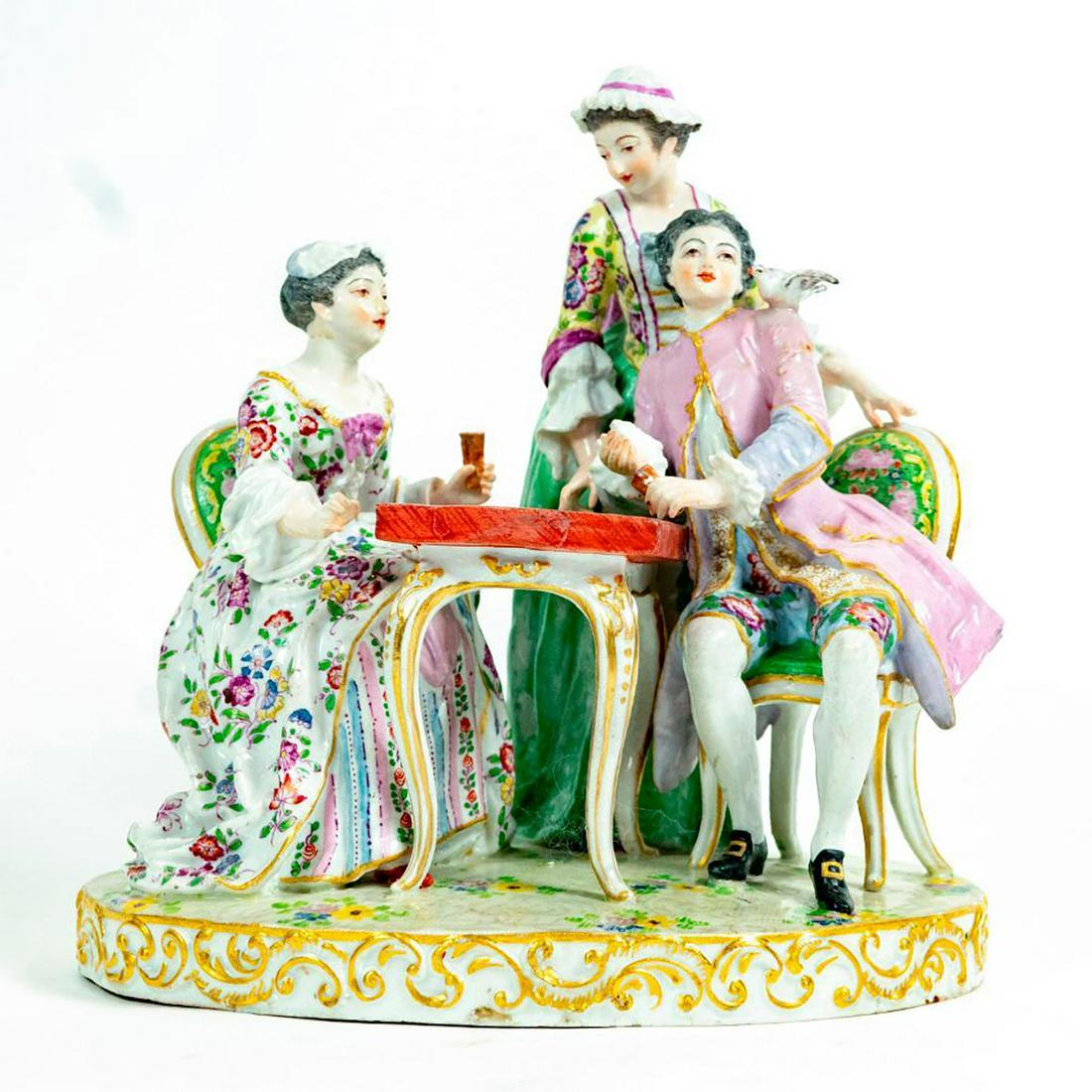 Vintage European Figurine Grouping, Playing Backgammon (1 of 4)