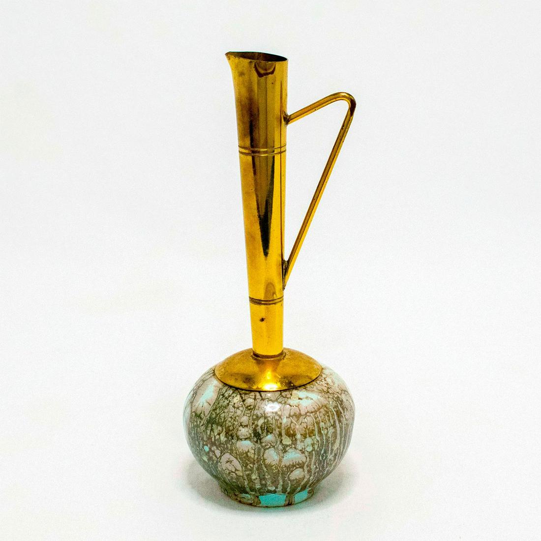 Unusual Delft Jug Brass Spout Mid-Century Modern (1 of 11)