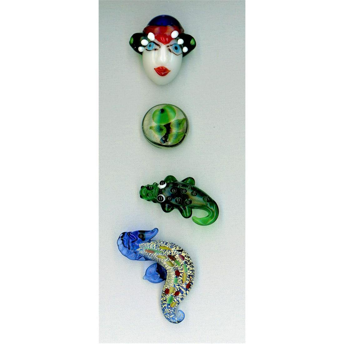 A SMALL CARD OF DIVISION THREE LAMPWORK GLASS BUTTONS (1 of 4)