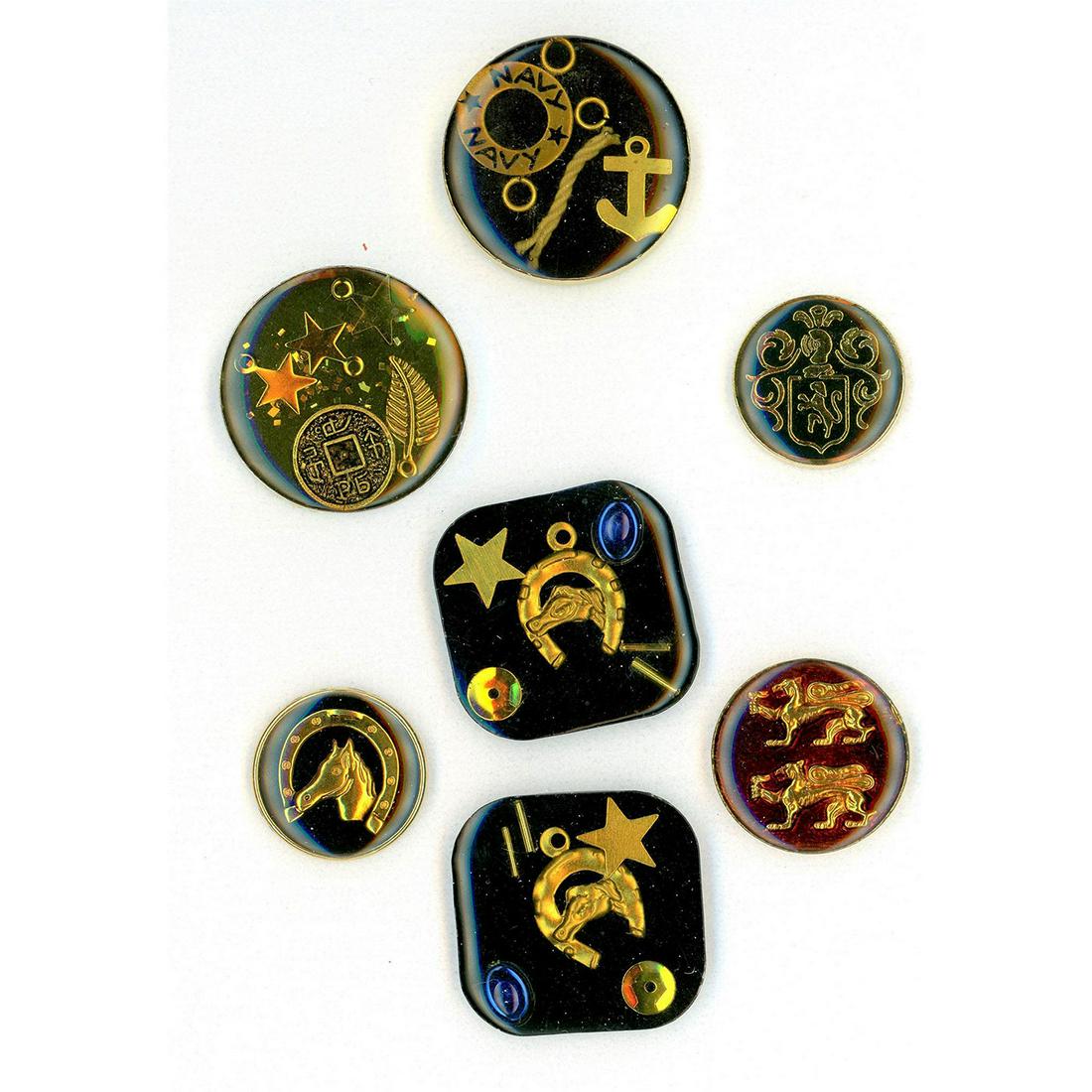 A SMALL CARD OF DIVISION THREE "JUNQUE" BUTTONS (1 of 3)