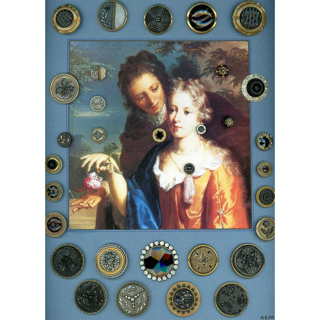 A CARD OF DIVISION ONE GLASS IN METAL BUTTONS (1 of 4)