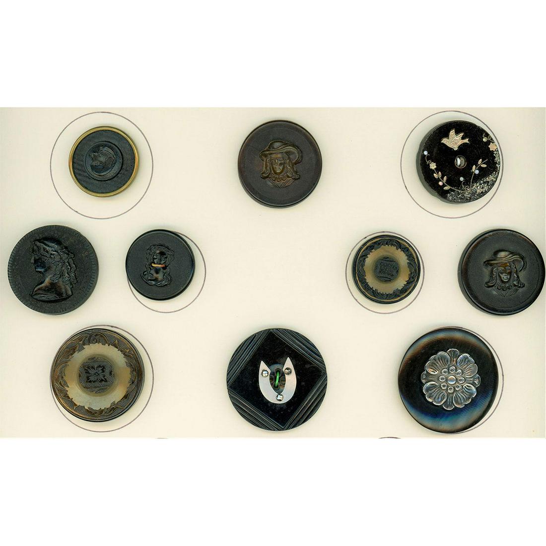 A SMALL CARD OF DIVISION ONE HORN BUTTONS (1 of 4)