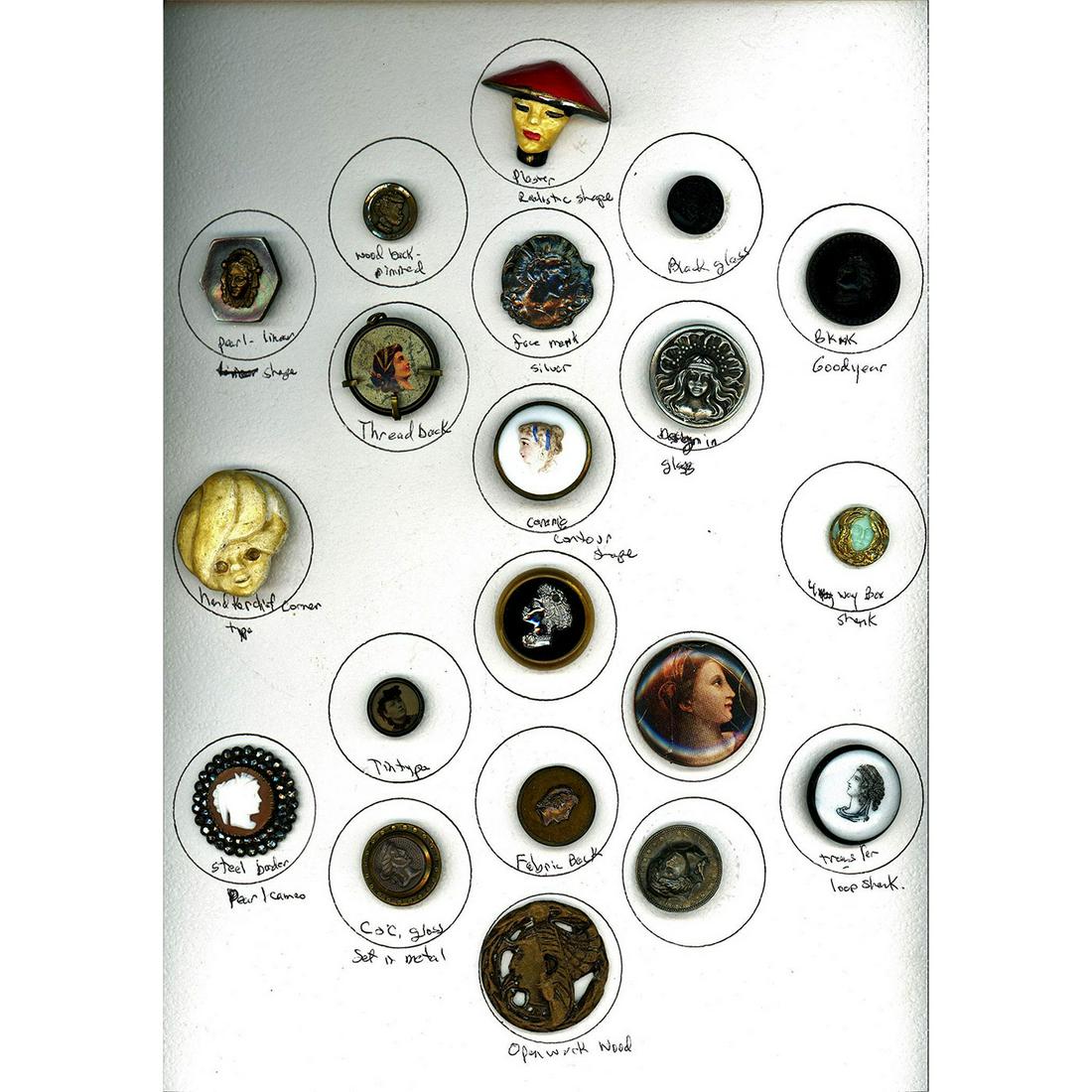 A CARD OF DIV 1 AND 3 ASSORTED MATERIAL HEAD BUTTONS (1 of 4)