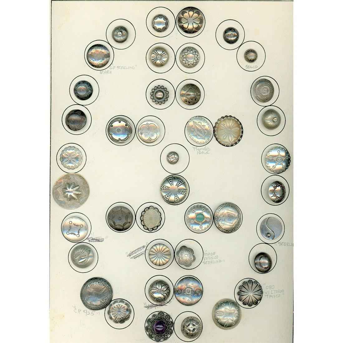 A CARD OF DIV 1 AND 3 ASSORTED INDIAN SILVER BUTTONS (1 of 4)
