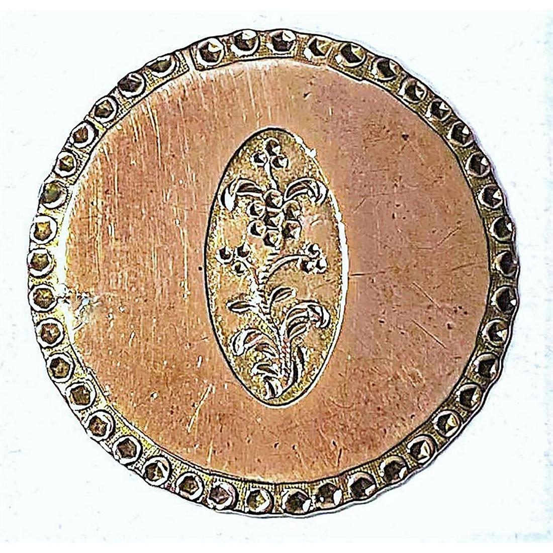 ONE 18TH CENTURY ENGRAVED PICTORIAL COPPER BUTTON (1 of 2)