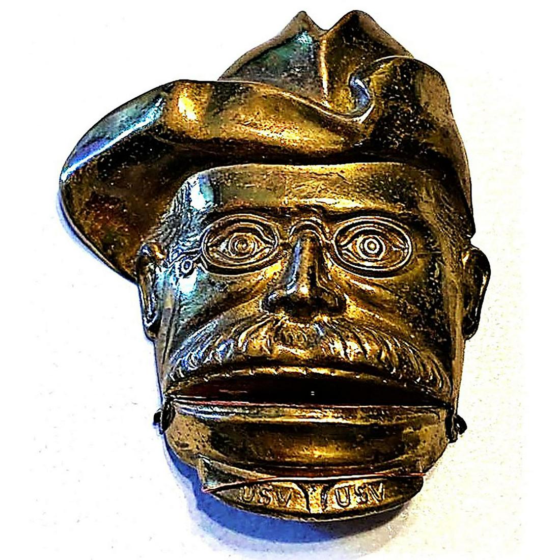 A RARE DIVISION ONE BRASS HEAD POLITICAL BUTTON (1 of 4)