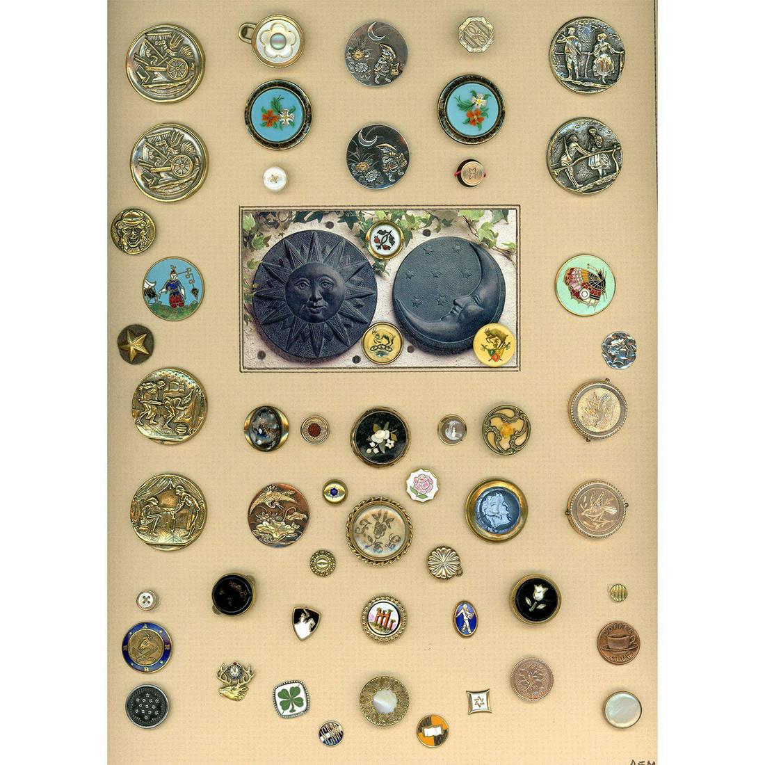 A CARD OF ASSORTED MATERIAL STUD BUTTONS (1 of 7)