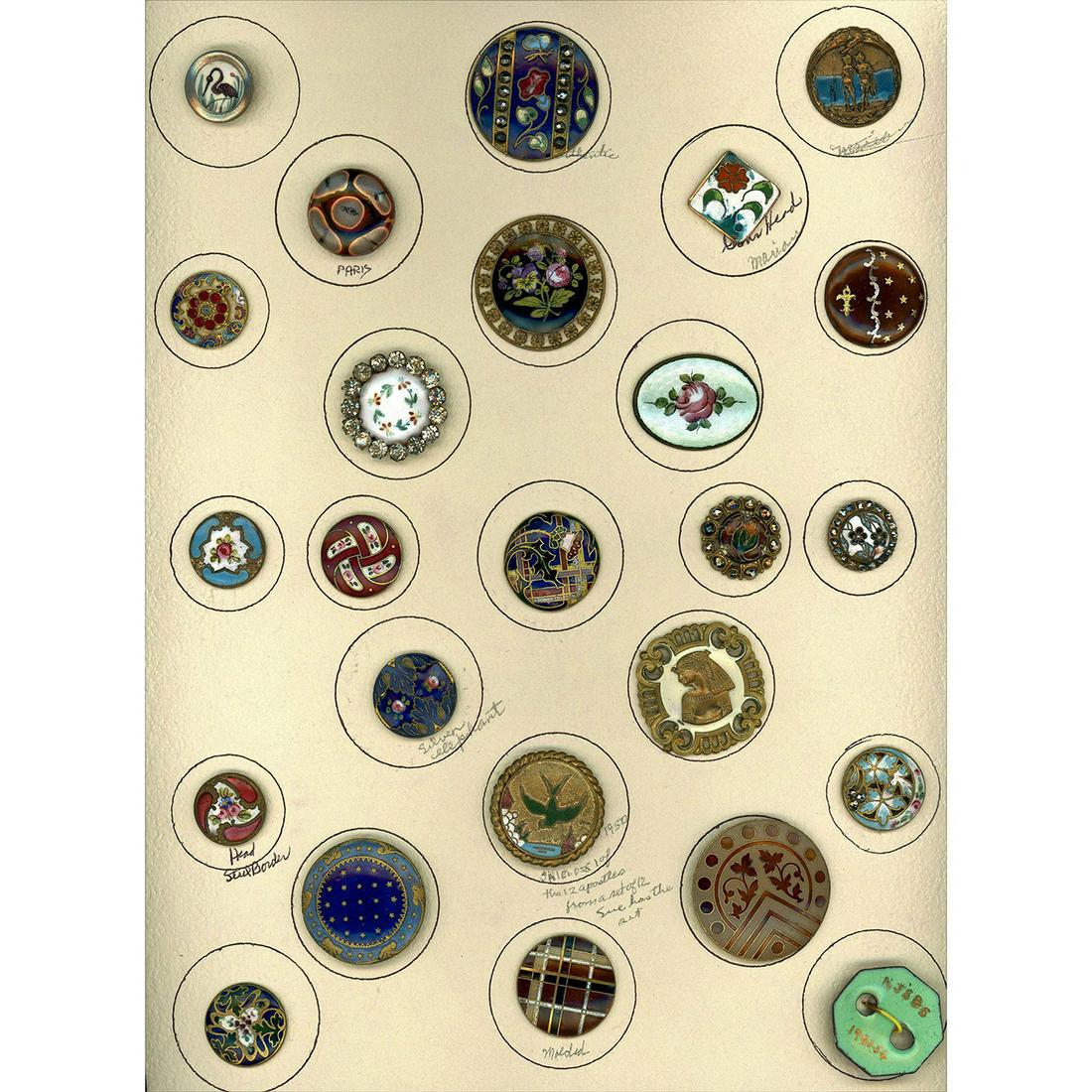 A CARD OF DIVISION 1 & 3 ASSORTED ENAMEL BUTTONS (1 of 4)