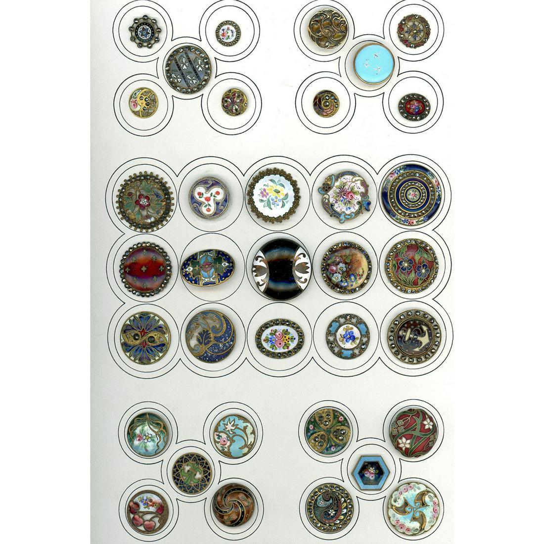 A CARD OF ASSORTED DIV 1 & 3 ENAMEL BUTTONS (1 of 5)