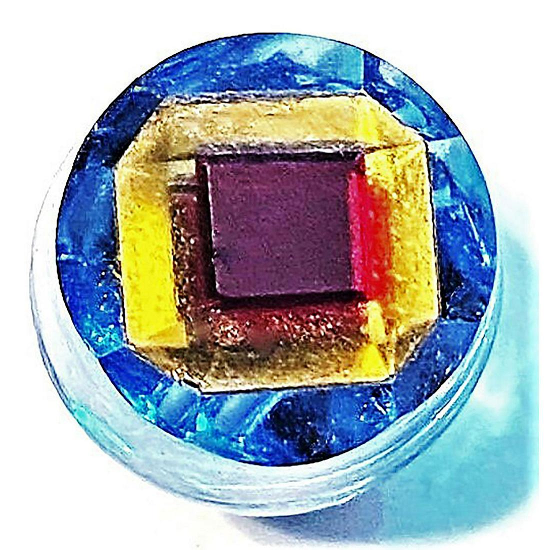 A DIVISION ONE CLEAR AND COLORED GLASS TINGUE BUTTON (1 of 3)