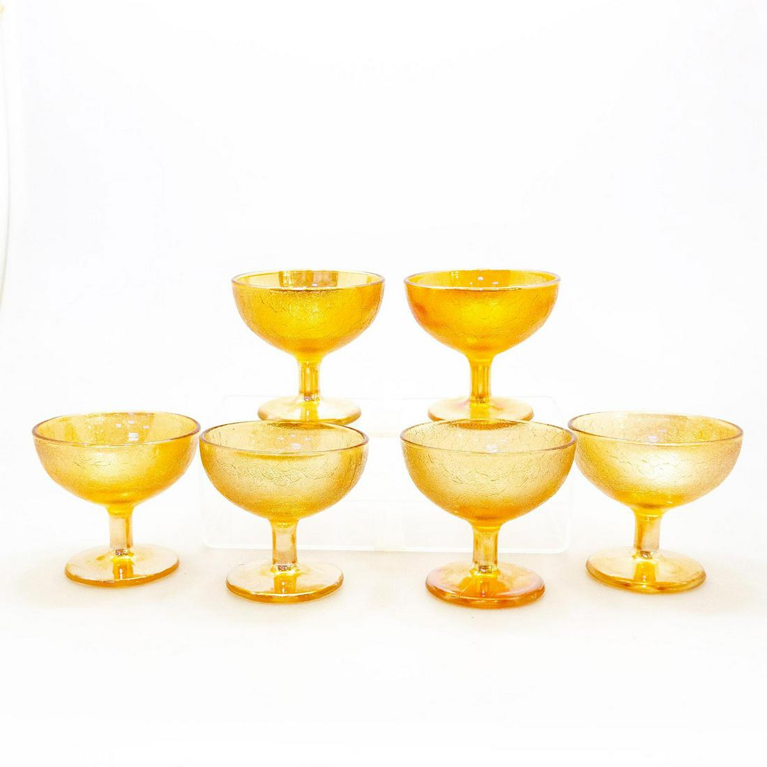 6 Jeannette Glass Iridescent Sherbet Glasses (1 of 2)
