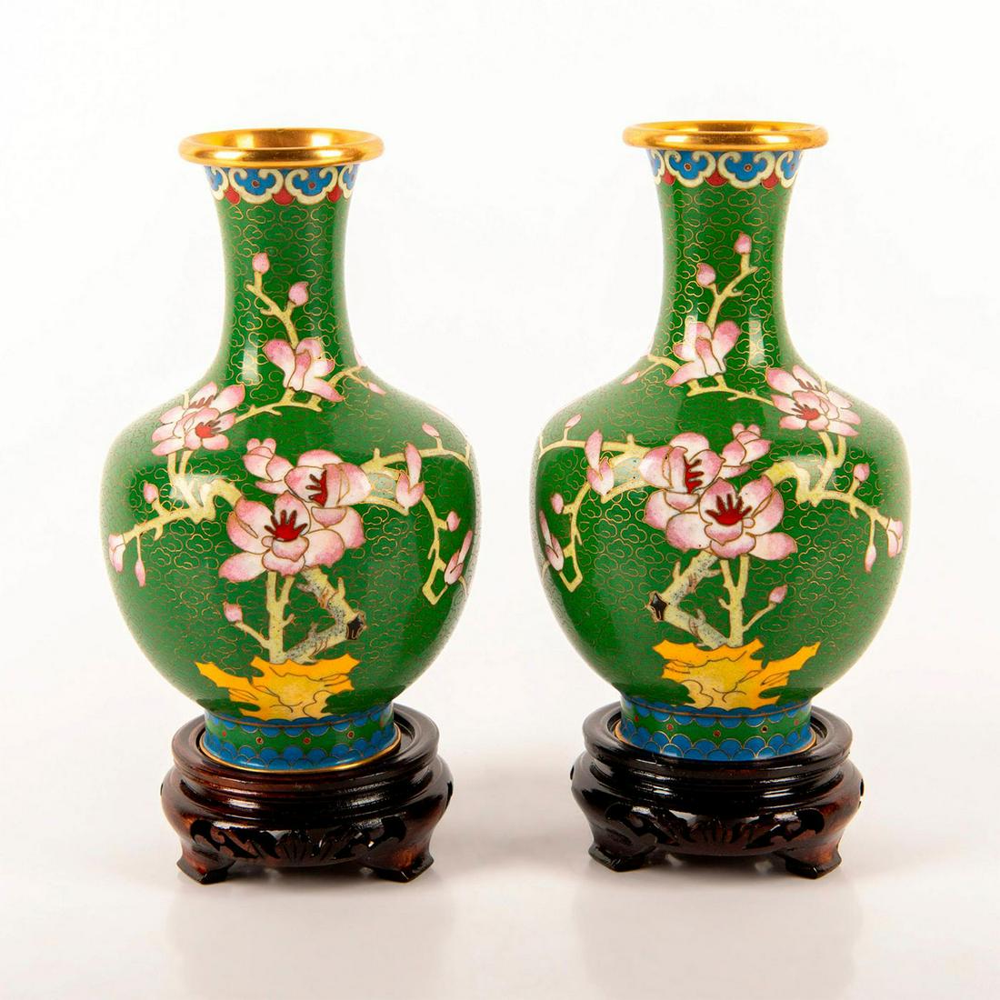Set of 2 Chinese Brass Cloisonne Vases (1 of 3)