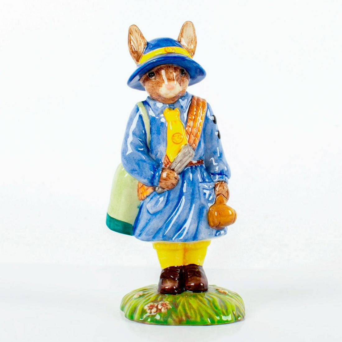 Girl Guide DB431 - Royal Doulton Bunnykins: Bunny wearing a blue and yellow scout uniform. Exclusive to the RDICC. Bunnykins backstamp. Original box and certificate included. #royaldoulton #bunnykins #rdicc Issued: 2007 Dimensions: 4.5"H Manufa
