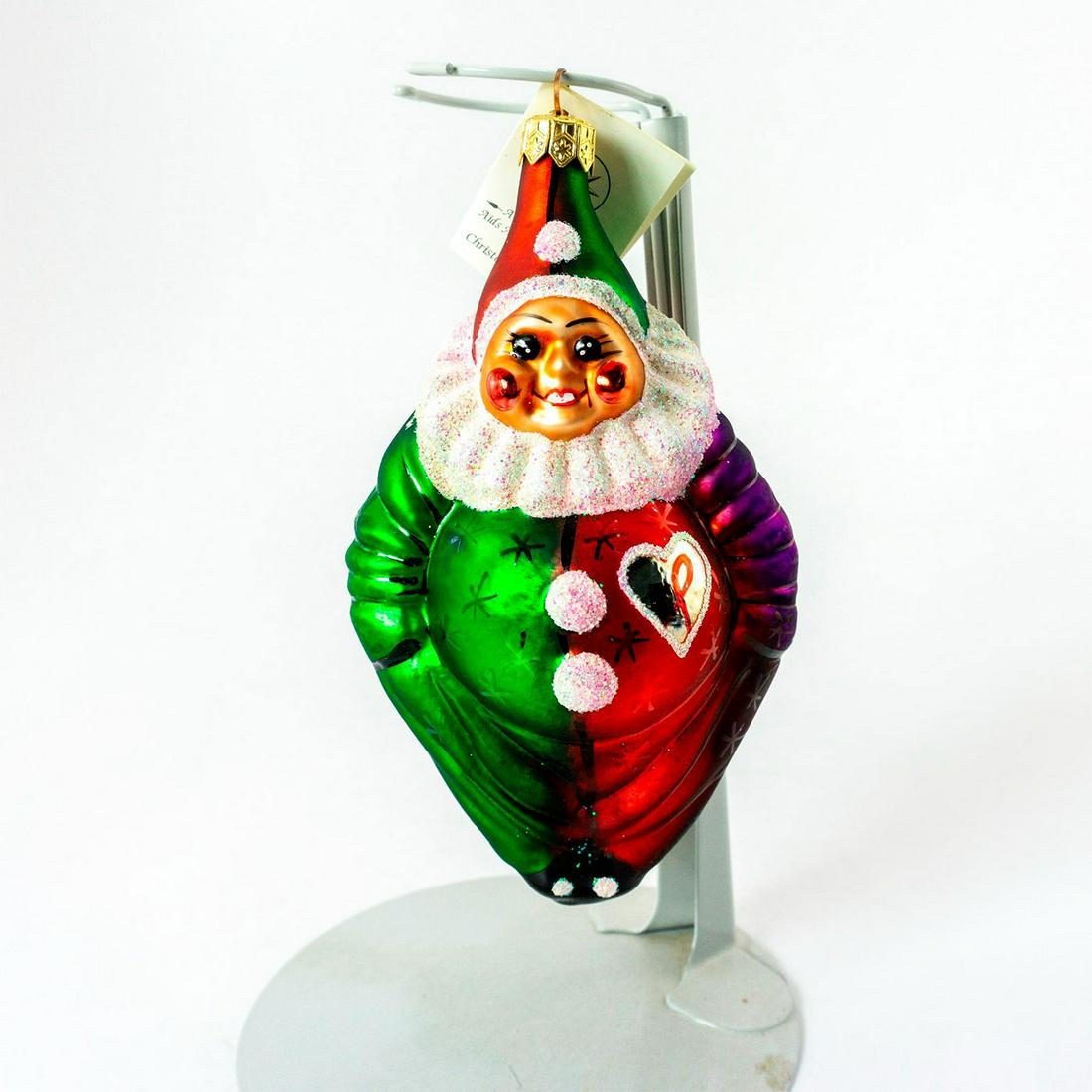 Christopher Radko Christmas Ornament, A Caring Clown: 1997 Aids awareness charity fundraiser ornament. Colorful hand-painted glass ornament of a clown with glitter accent. Comes with original box. Includes original tag. Good condition. #Christmasornament
