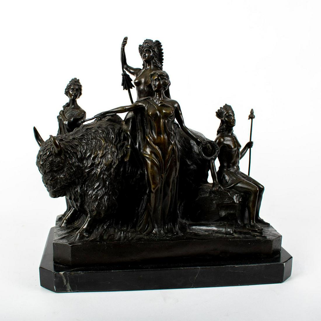 Circa 1900 Bronze Sculpture, The Warrior Women and (1 of 4)