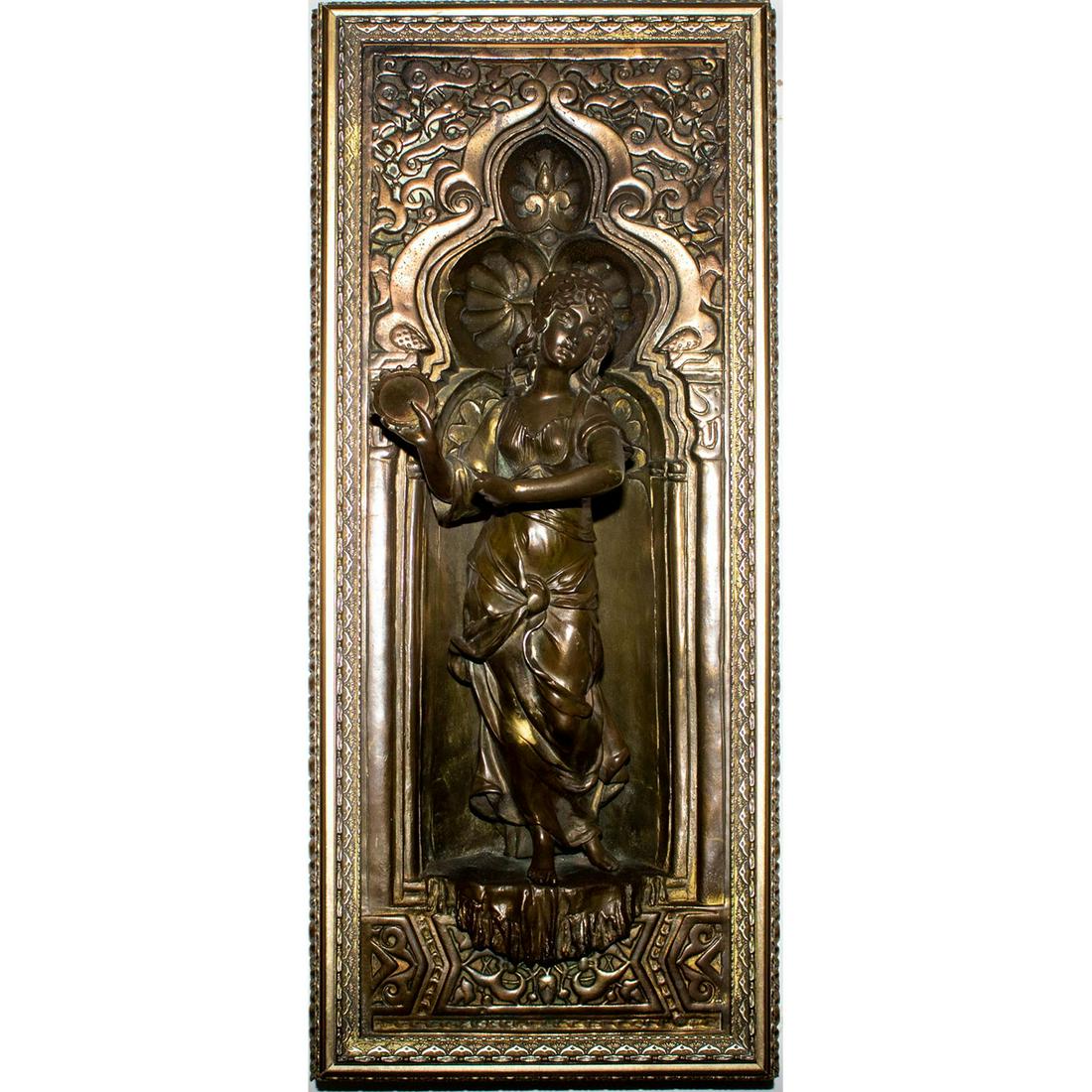 Framed Circa 1850 Alcove Bronze Statue, Gypsy (1 of 2)