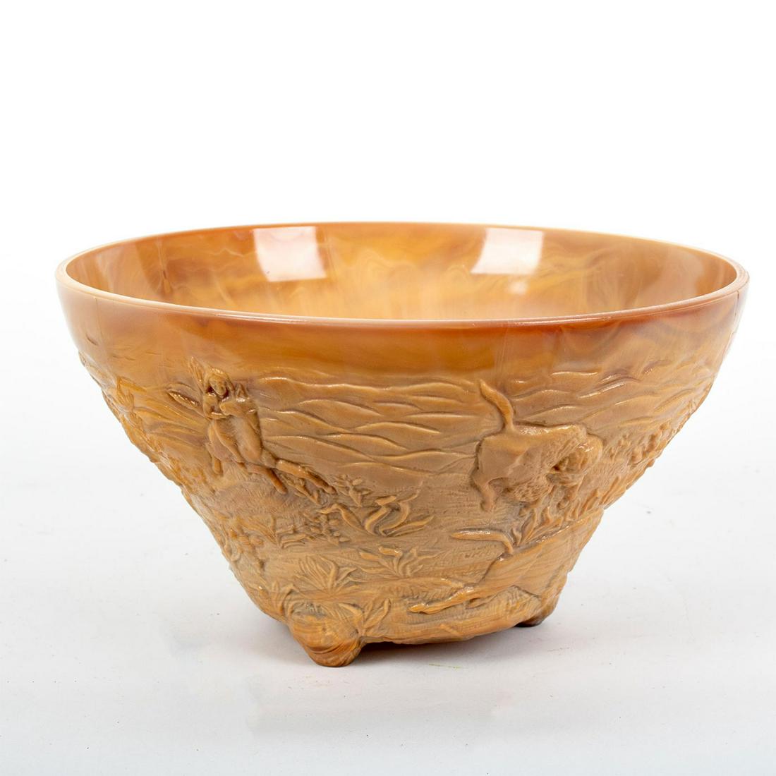 Unique Detailed Glass Footed Bowl, Native Amercian (1 of 4)