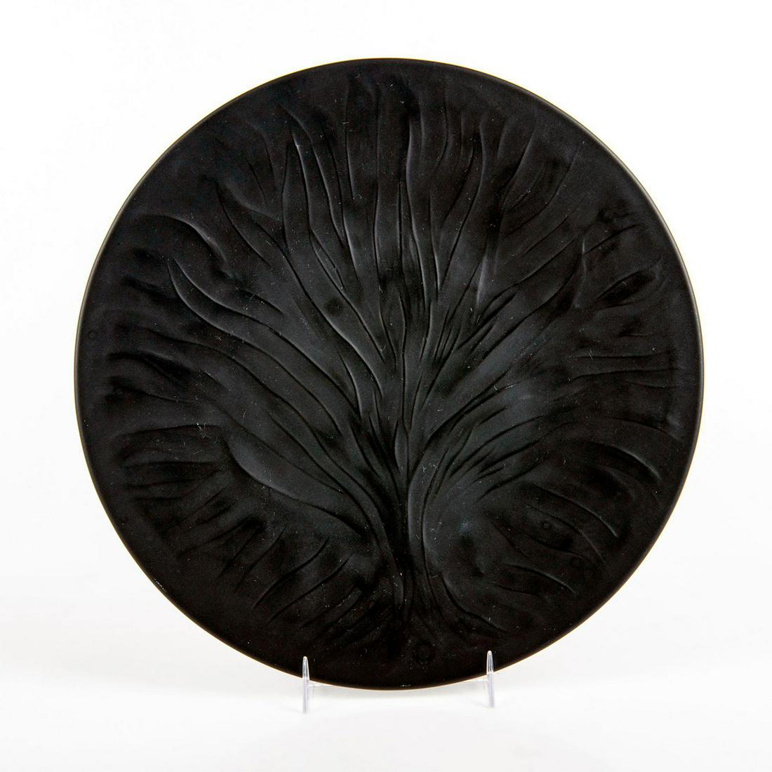 Lalique Black Crystal Plate, Algues Pattern (1 of 3)