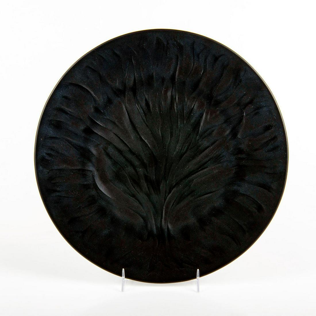 Lalique Black Crystal Plate, Algues Pattern (1 of 3)