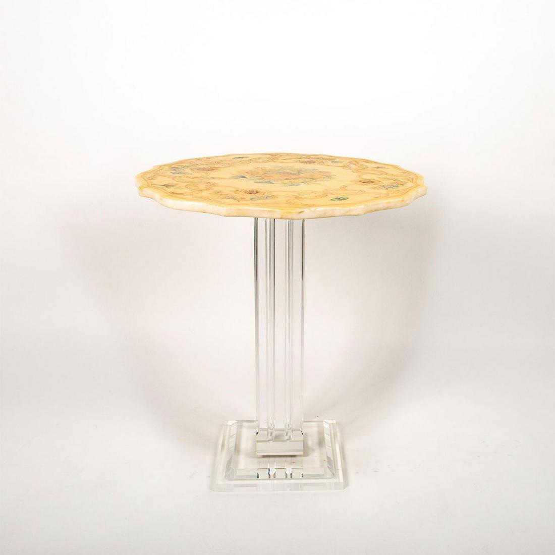 Vintage Marble Coffee Table Top With Lucite Pillar (1 of 9)