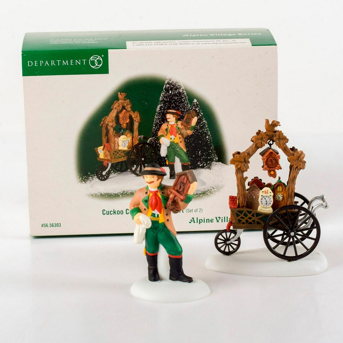 2pc Department 56 Figurines, Cuckoo Clock Vendor and (1 of 3)