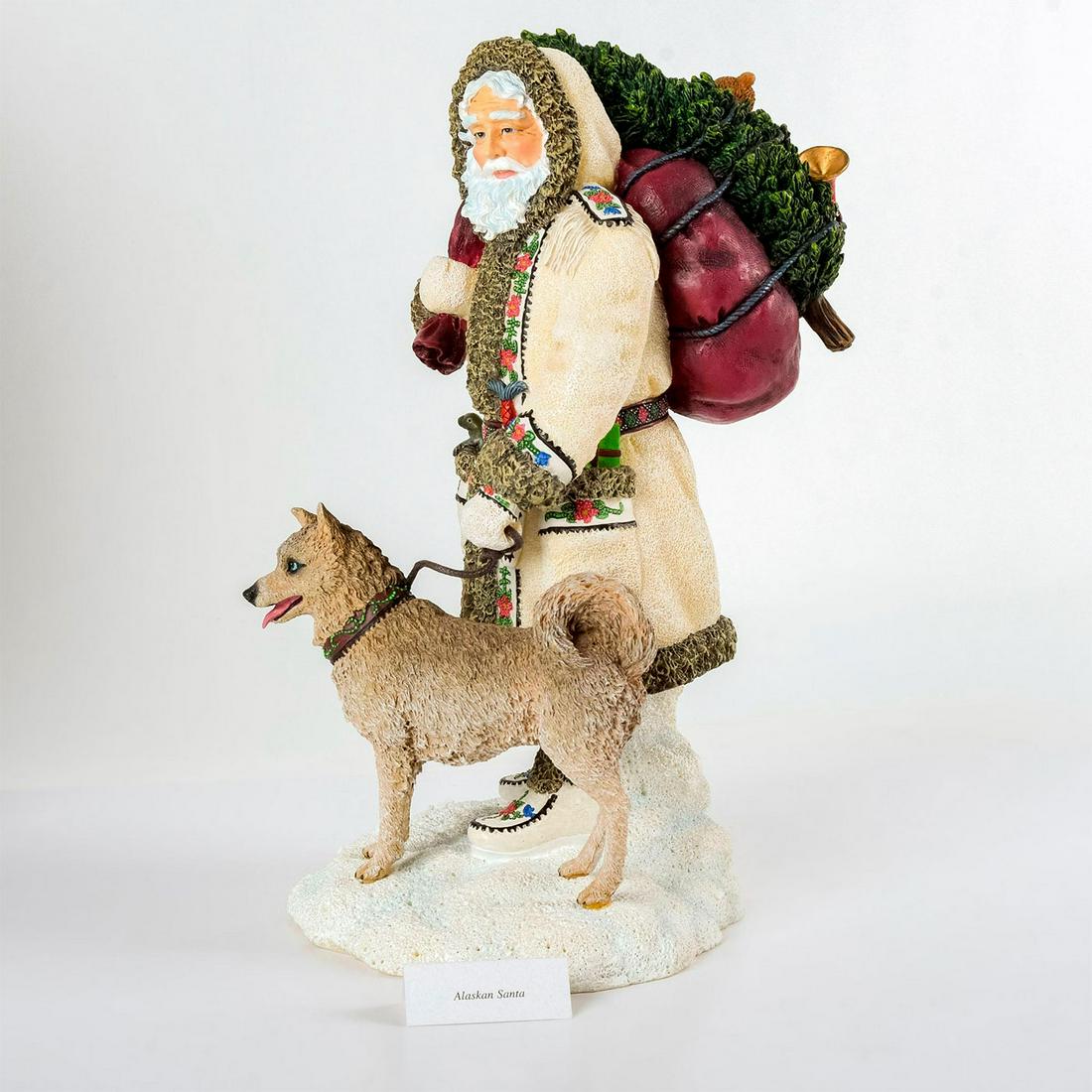 Pipka Memories Of Christmas Figurine, Alaskan Santa: Limited edition; exquisite detail. Carries a red sack full of toys and leads an Alaskan Malamute. With original box and certificate of authenticity. Prizm Inc backstamp. Good condition. #pipka #christ