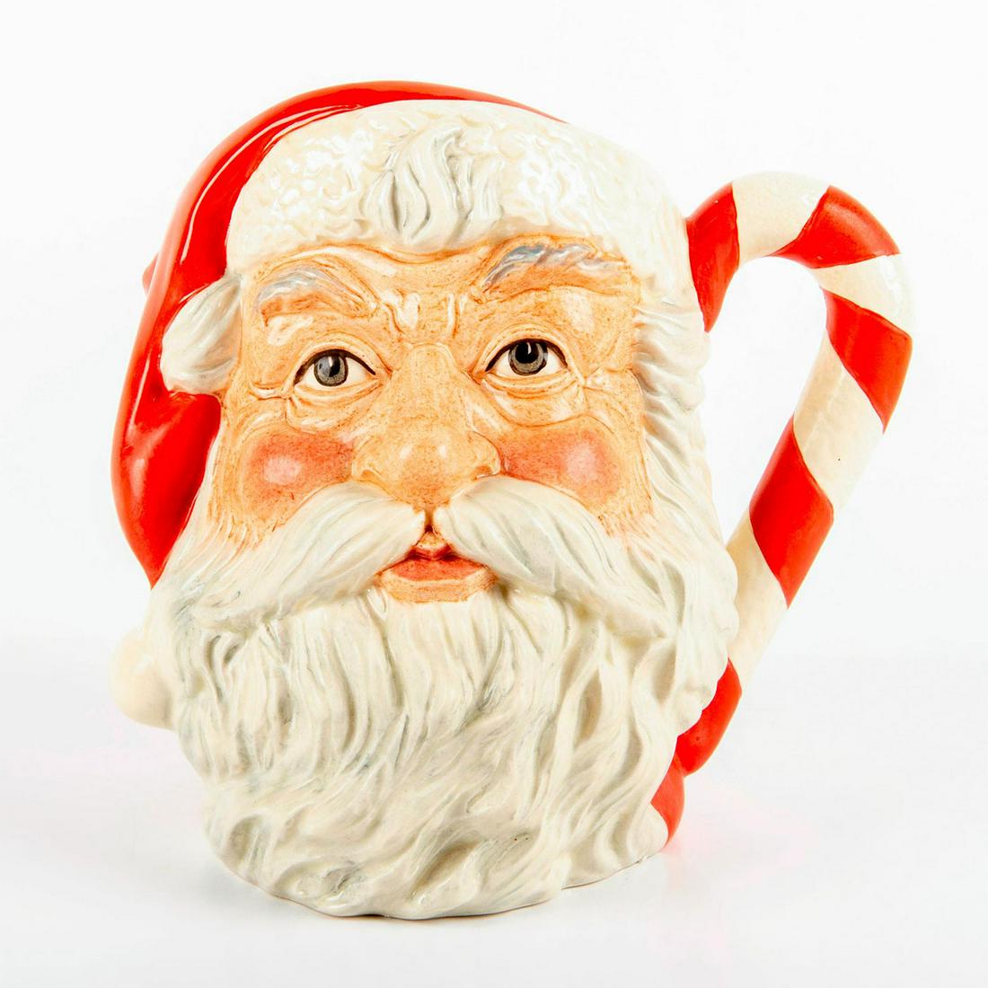 Santa Claus D6793 (Candy Cane Handle) - Large - Royal: Style Six, Variation One. Candy cane handle with red and white stripes. Artist: Michael Abberley Issued: 1988 Dimensions: 7.5"H Manufacturer: Royal Doulton Country of Origin: England