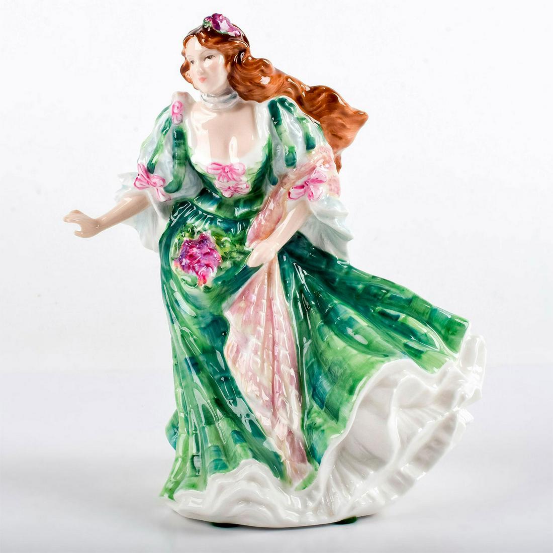 Scotland HN3629 - Royal Doulton Figurine: Ladies of the British Isles series. Green, white, and pink coloration. Royal Doulton backstamp. Artist: Valerie Annand Issued: 1995 - 1998 Dimensions: 7.75"H Manufacturer: Royal Doulton Country of Ori