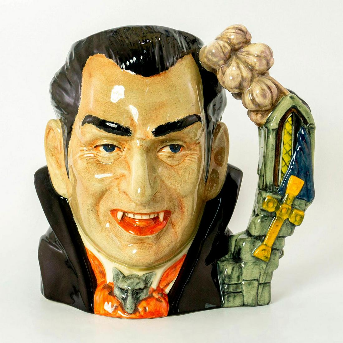 Count Dracula D7053 - Large - Royal Doulton Character: Black, red and brown coloration. Count Dracula was the Character Jug of the Year for 1997. Artist: David B. Biggs Issued: 1997 - 1997 Dimensions: 7.25"H Manufacturer: Royal Doulton Country of Origin:
