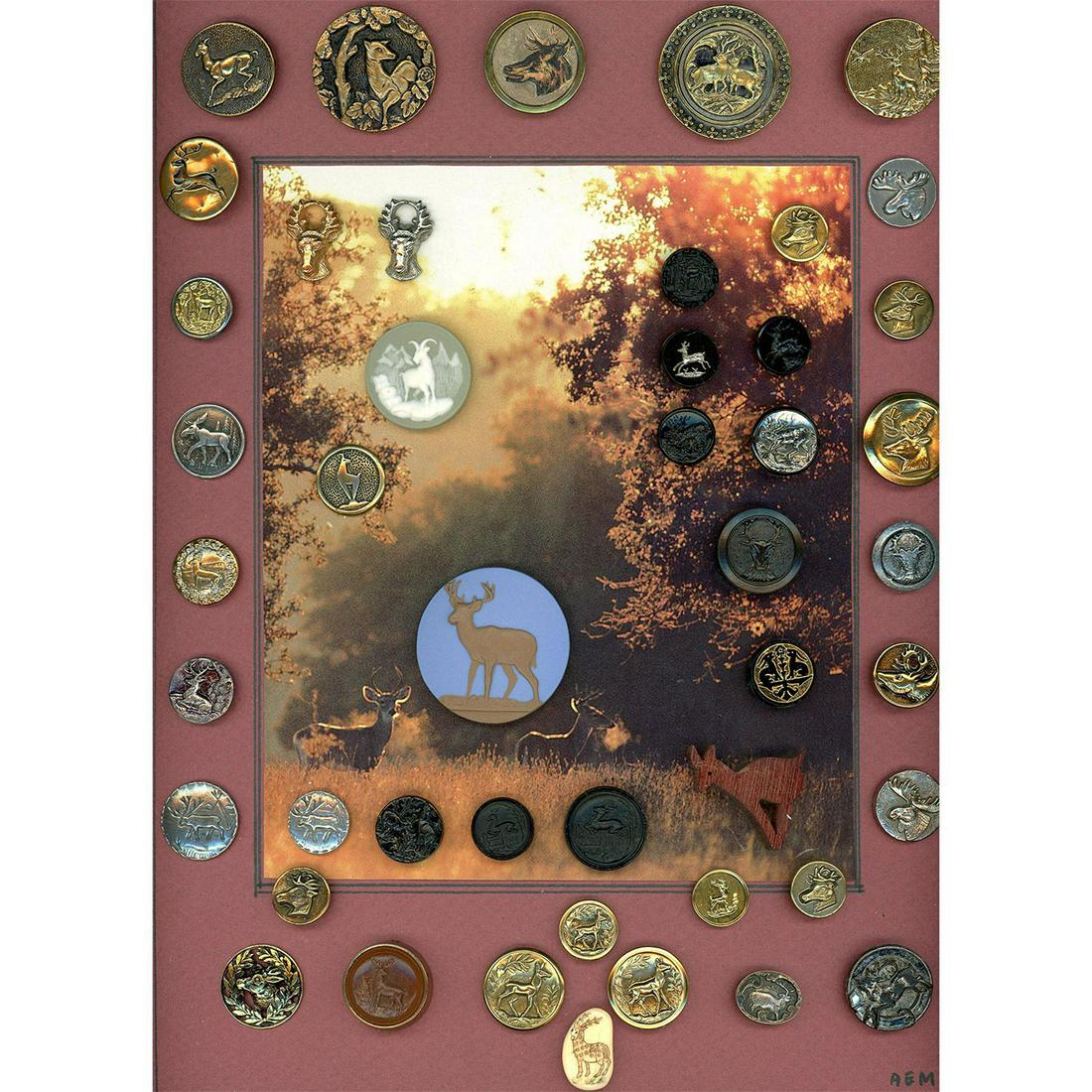 A Card of Assorted Material Deer Buttons (1 of 4)