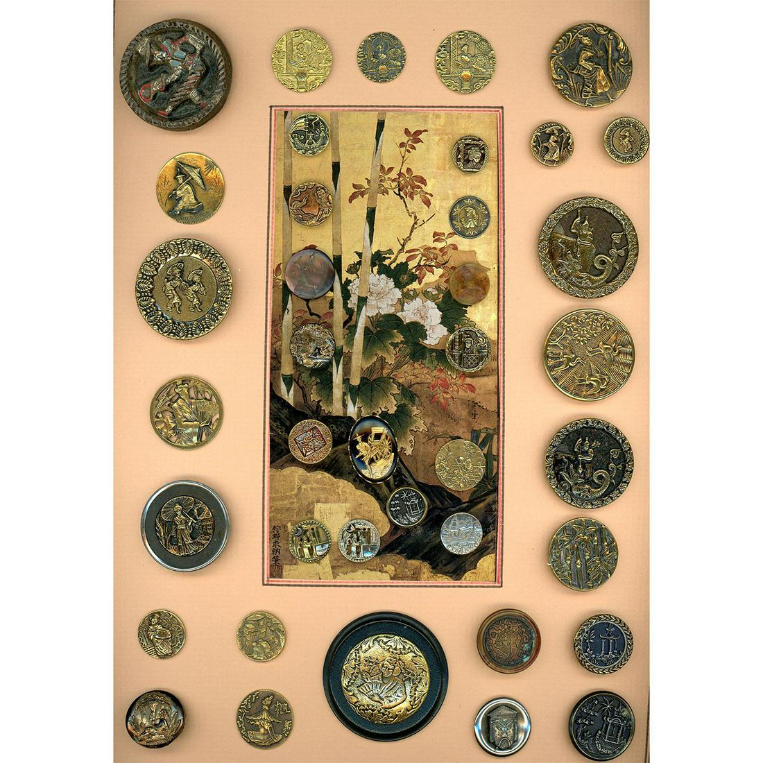 Card of Assorted Asian Theme Subject Matter Buttons. (1 of 4)