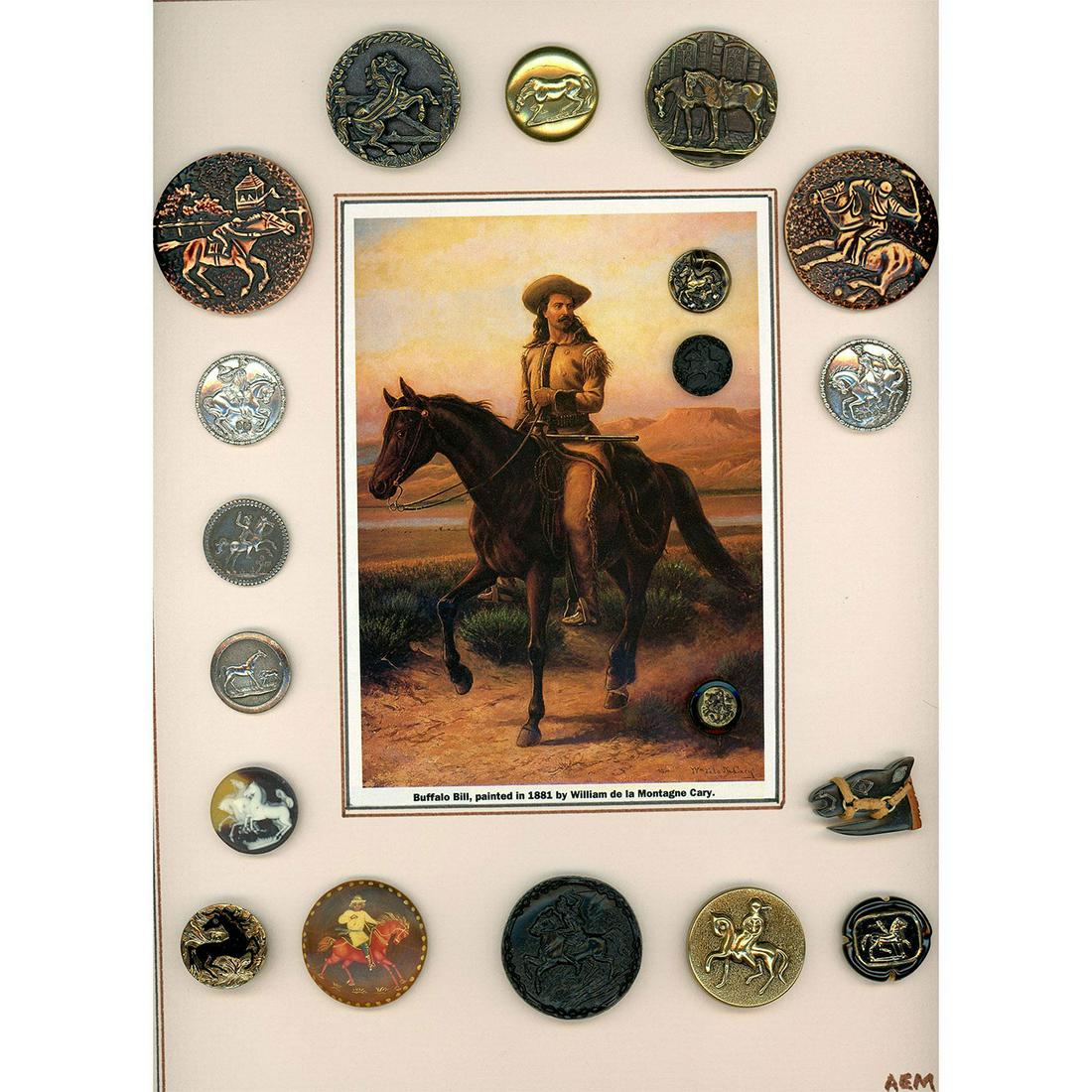 A Card of Assorted Material Buttons Depicting Horses (1 of 4)