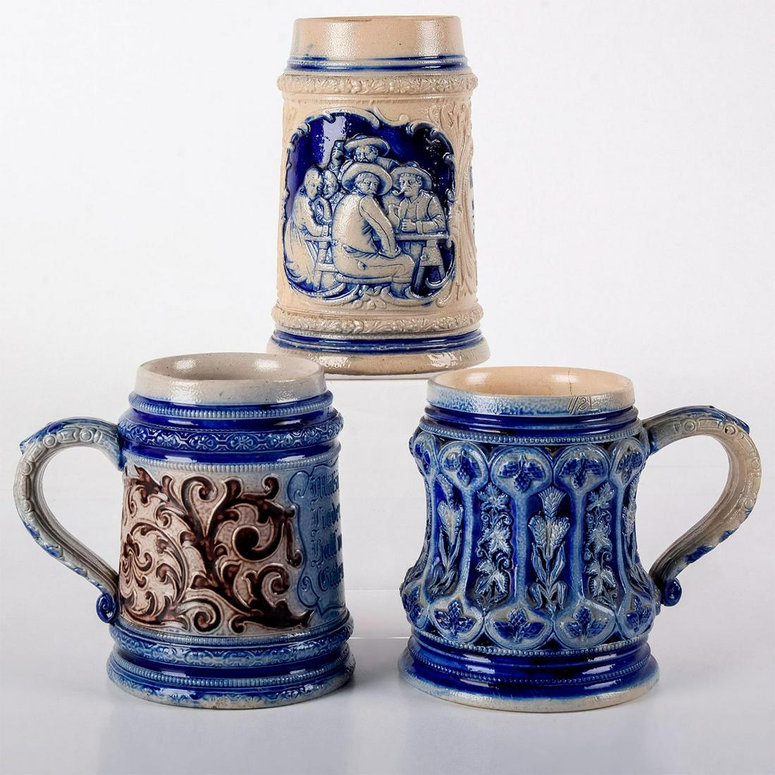 Set Of 3 Vintage German Ceramic Beer Steins