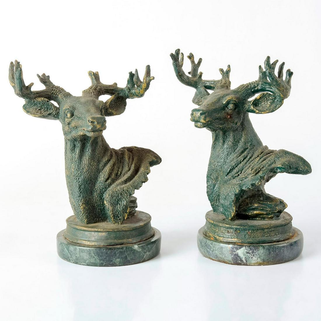 Pair of Vintage Patina Decorative Elk Busts (1 of 5)