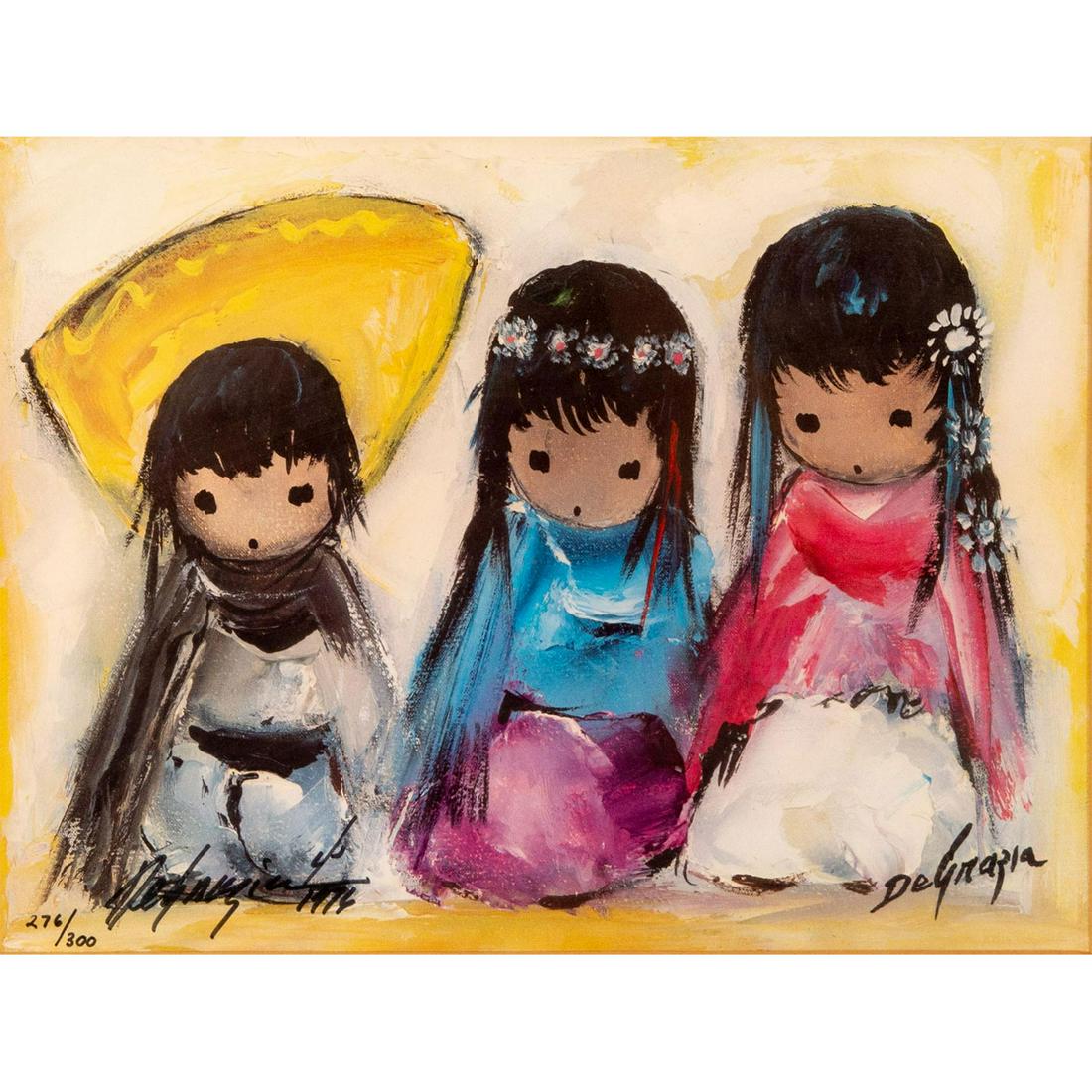 Ettore Ted DeGrazia, Lithograph Art Print, Wee Three (1 of 4)