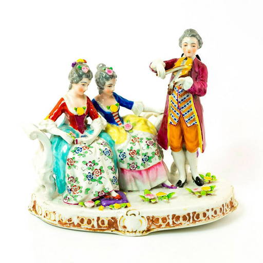 Vintage Japanese Porcelain Musical Figurine Grouping