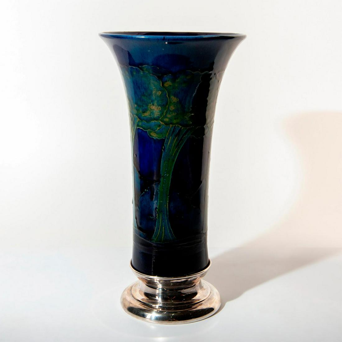 Moorcroft Pottery Footed Vase on Silver Base, Moonlit (1 of 4)