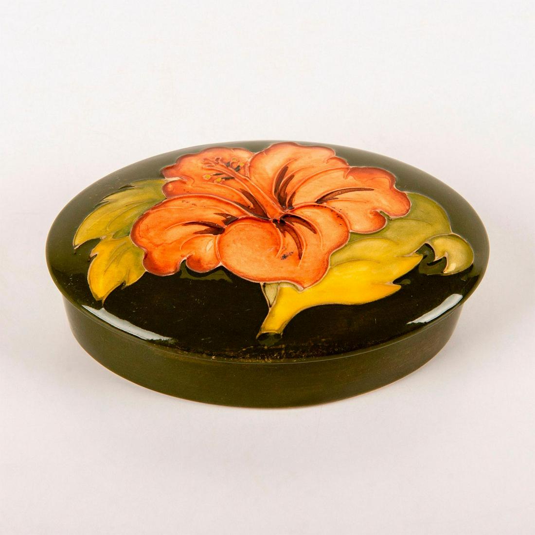 Moorcroft Pottery Covered Dish, Coral Hibiscus (1 of 5)