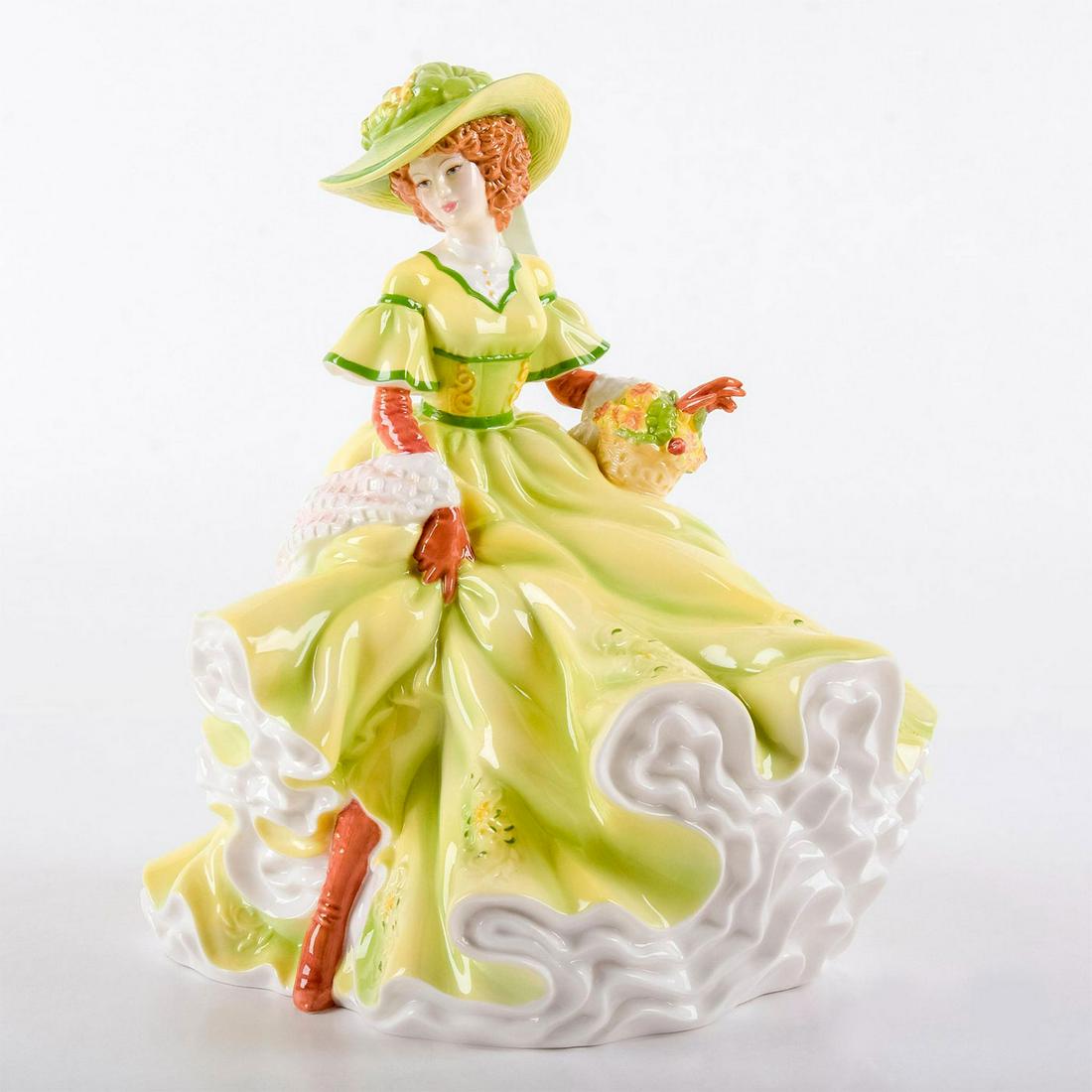 Royal Doulton Figurine, Spring Dreams HN5106: Pretty Ladies Series. She wears a lemon green gown and hat. Doulton marks to underside. Weight: 2.5 lbs #prettywoman Issued: 2007 Dimensions: 9.5"H Manufacturer: Royal Doulton Country of Origin: Engla