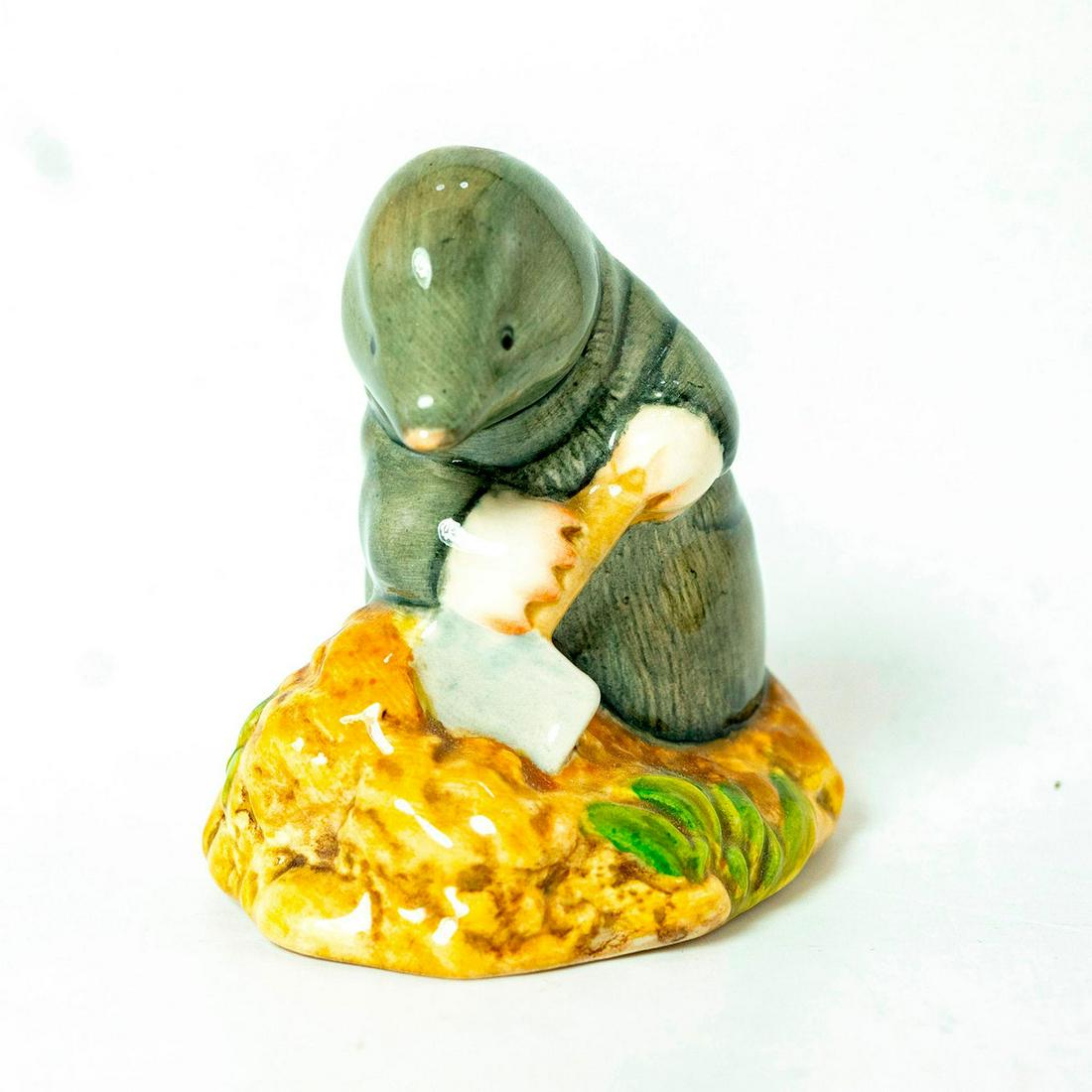 Diggory Diggory Delvet - Beswick - Beatrix Potter: Beswick Backstamp. Grey mole. Artist: David Lyttleton Issued: 1982 - 1997 Dimensions: 2.75''H Manufacturer: Beswick Country of Origin: England