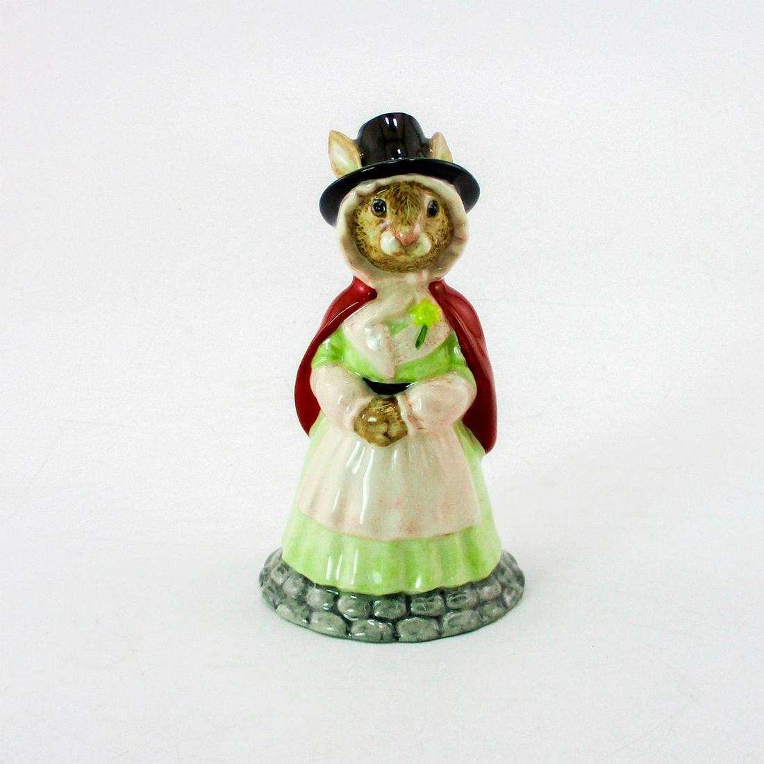 Welsh Lady DB172 - Royal Doulton Bunnykins: Light pink and yellow dress, red cape, and black hat. Royal Doulton backstamp. Certificate included. Produced exclusively for UK International Ceramics. Limited edition number 399 of 2500 pieces. Arti